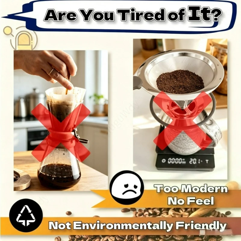 Cloth Coffee Filter More Sense of Ritual Handmade Filter Reusable Flannel Cloth Coffee Sock  for Coffee Lover Home Office Use