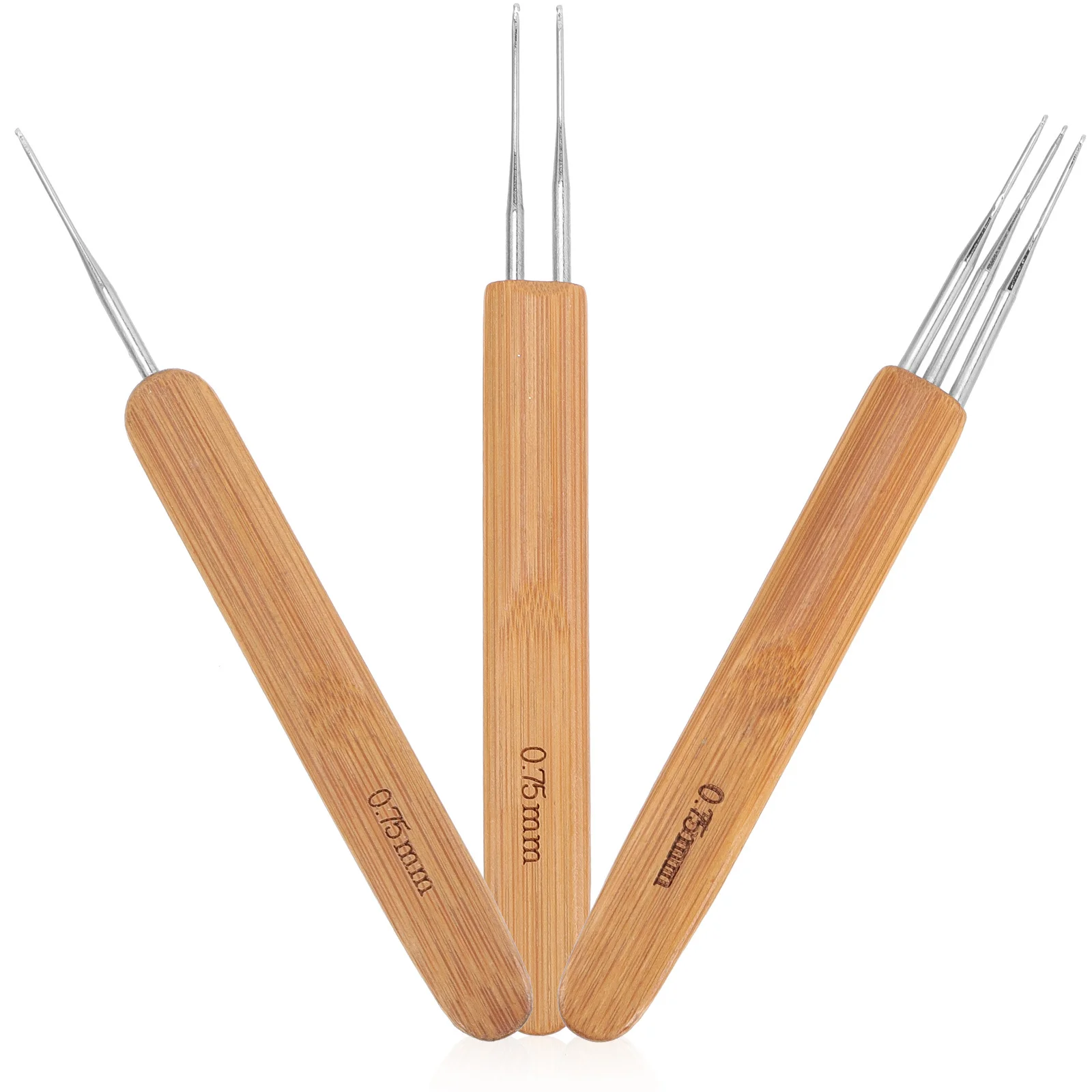 3 قطعة خطاف كروشيه من الخيزران أدوات المجدل المحمولة لتضفير الشعر طقم إبرة معدنية قابلة لإعادة الاستخدام صالون الشعر استخدام إبر الكروشيه