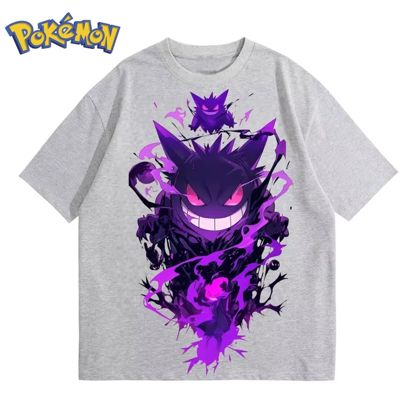 Pokémon Anime Gengar Bedrucktes T-Shirt Sommer Herren- und Damen-T-Shirt Trendiges lockeres lässiges Y2K 2026 Neues Streetwear-T-Shirt – Detail 9