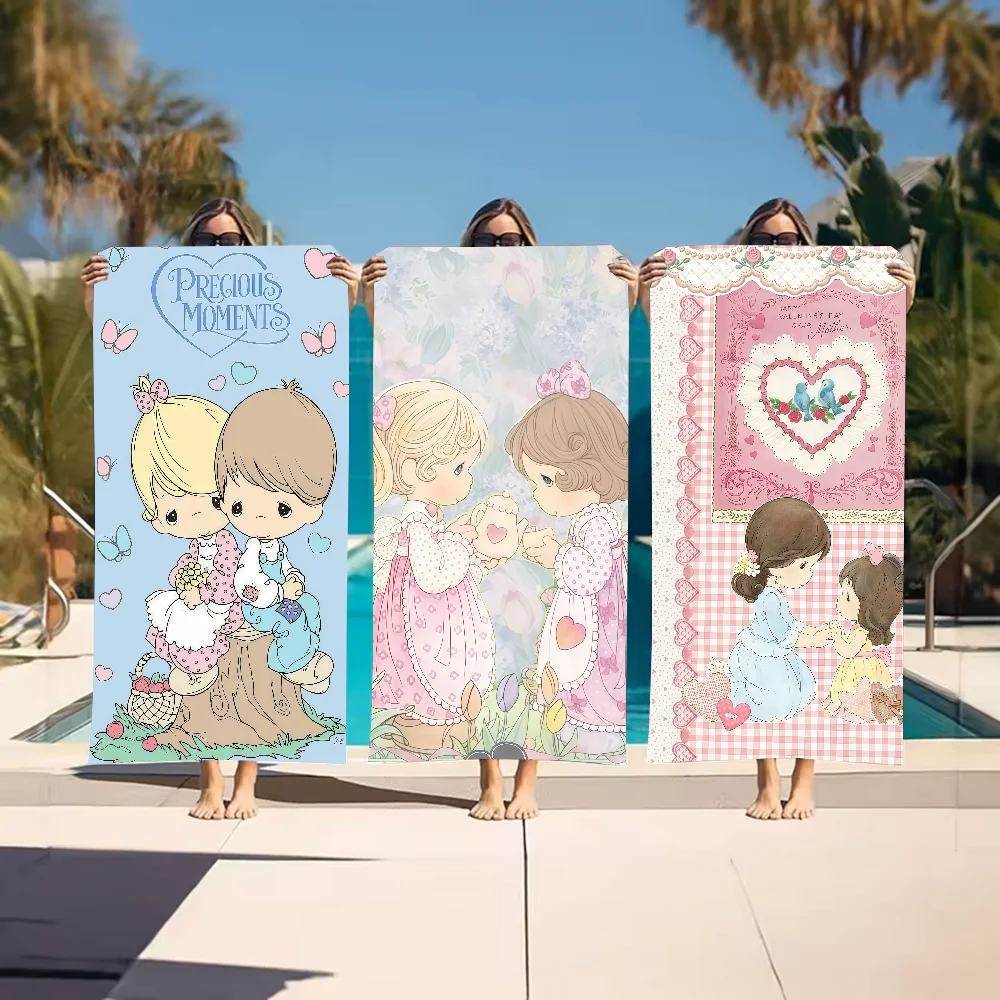 P-Precious Cartoon M-moments Cute Towel Sports Quick Dry Travel Camping Gear Sandproof Soft Light Large Beach Towel