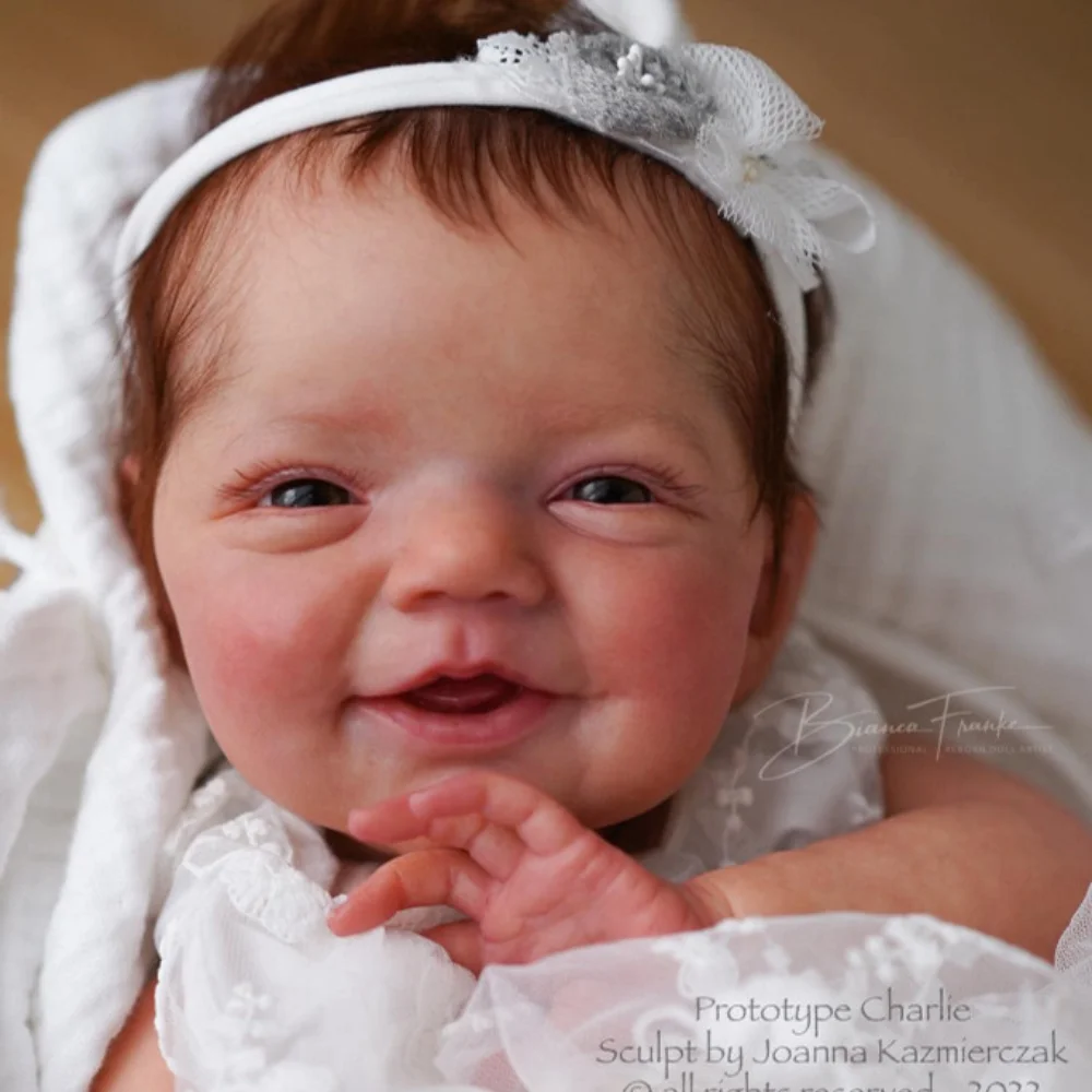 

MRB 19 inch Finished Painted Reborn Doll Parts Charlie Vinyl Kit Cute Baby 3D Painting with Visible Veins Cloth Body Included