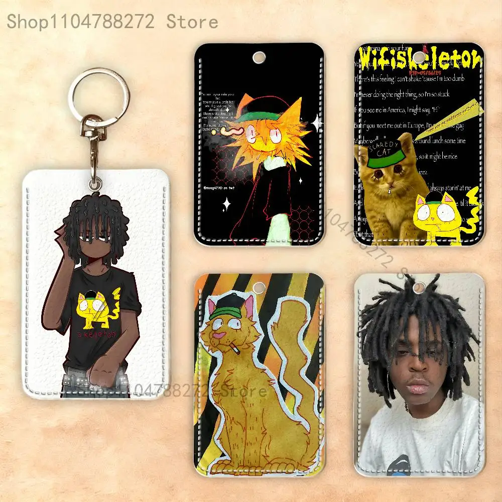 W-Wifiskeleton Suburban Saredevil Custom Access Card Case Leather Card Holder Keychain Key Ring Transportation Card Case Gifts