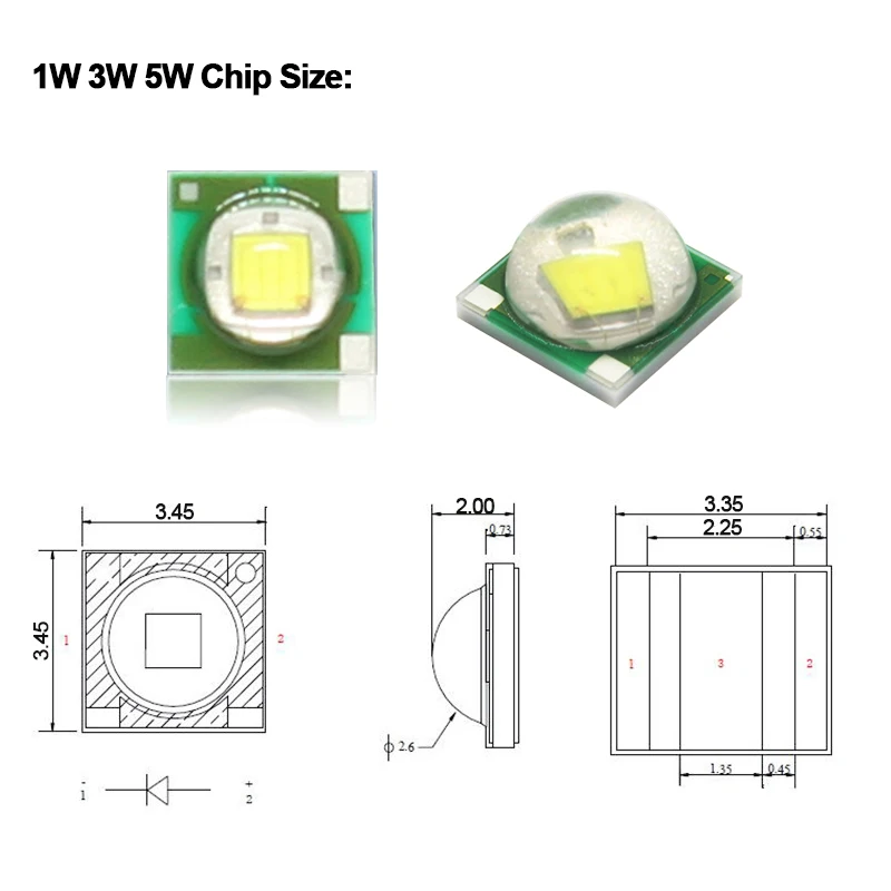 50 pz 1W 3W 5W 3535 SMD LED diodo 3V 3.6V XPE XPG2 3000K 4000K 5000K 6500K 660nm 450nm Chip Bead per pianta fai da te coltiva faretto