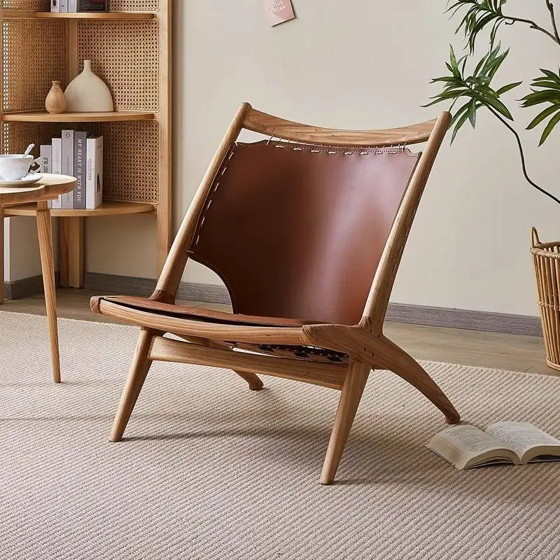 

Wabi-sabi Style Living Room Chair Balcony Small Nordic Simple Living Room Chair Solid Wood Home Furniture Chaise De Salon YS40CC