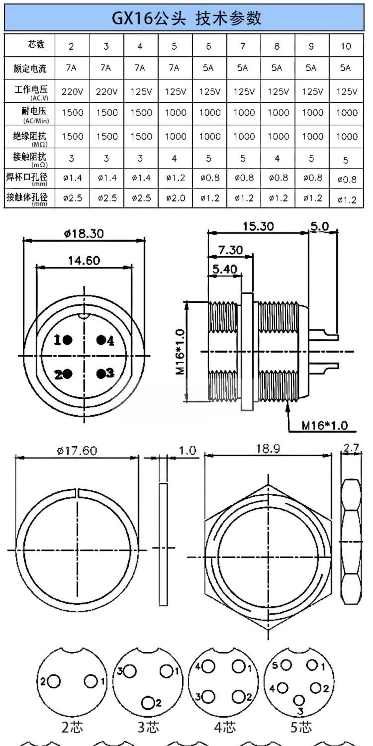 GX16 12,5x36mm 16mm M16 2 3 4 5 6 7 8 9 10 Pin Stecker Buchse Docking Luftfahrtstecker Wasserdichter Rundsteckverbinder GX Aviator Connector – Detail 14