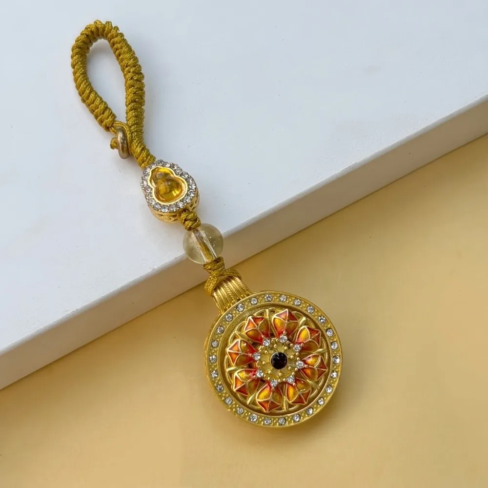 Retro Sand Gold Sunflower Keychain Metal Lucky New Year Pendant Hanging Ancient Style Zodiac Key Ring Men