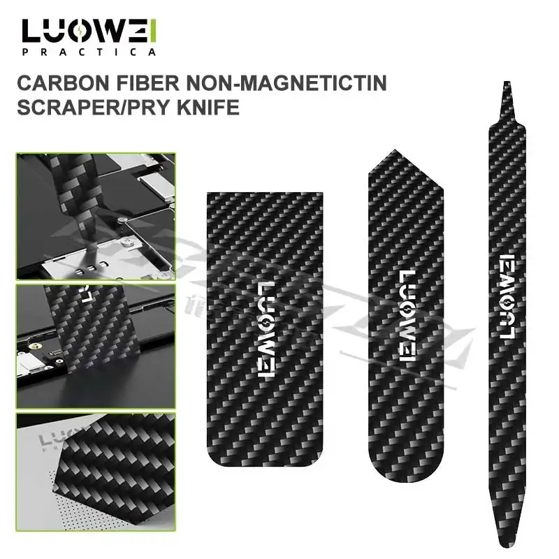 

LUOWEI LW-T01 T02 T03 3 шт./компл. немагнитный скребок для олова из углеродного волокна для ремонта мобильных телефонов, компьютеров, инструмент для удаления скребка для олова
