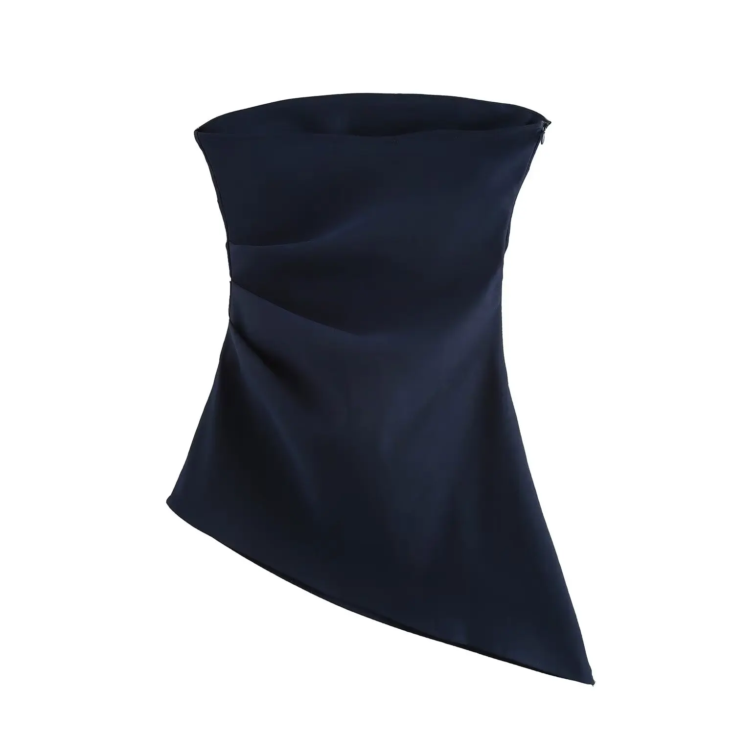 Withered Minimalist Solid Color Pleated Asymmetrical Top Slim Corset Sexy Off Shoulder Shirt Women