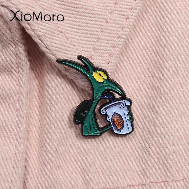 Hercules Panic Drinking Soda Enamel Pin Cartoon Funny Villains Anime Character Brooch Lapel Backpack Badge Jewelry Gift For Kids