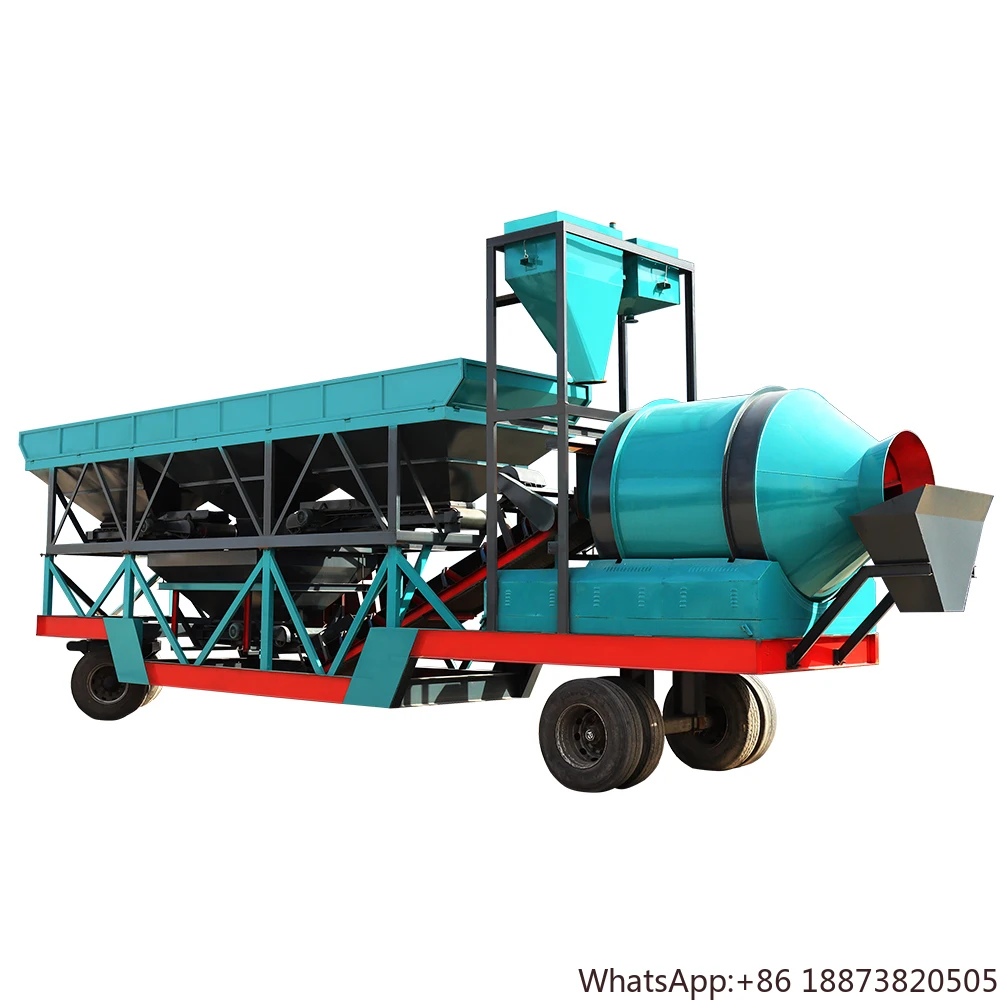 Machine Portable Dry Ready Trailer Mixer Ready Mini Small Mixing Plants Mobile Concrete Batching Plant Good Price for Sale