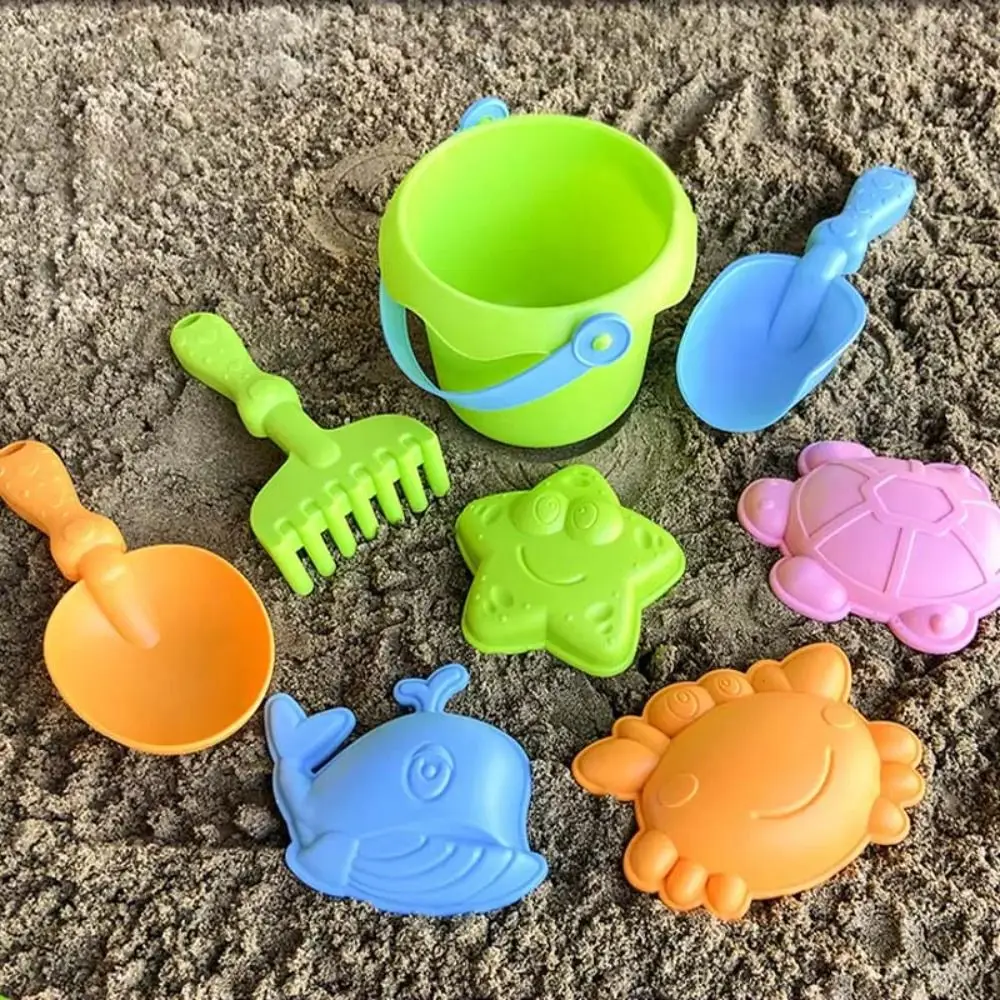 Creative Multicolor Beach Toy Set Smooth Soft Plastic Beach Bucket Wear-resistant Durable Sand Toy Outdoor Game