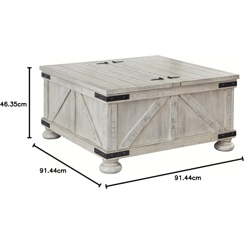 Casual Cocktail Table with Storage, Whitewash Coffee Table