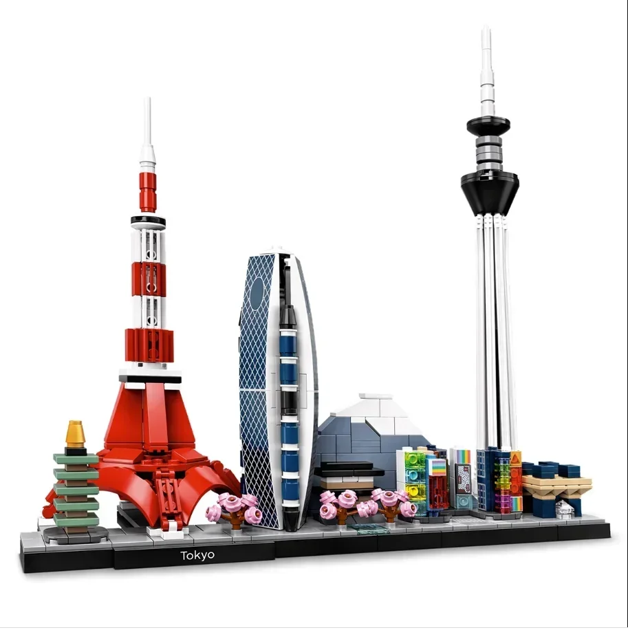 MOC Tokyo Architettura Skyline Building Blocks Torre Edifice Mattoni Town Street 21051 Giocattoli Per I Regali Dei Bambini