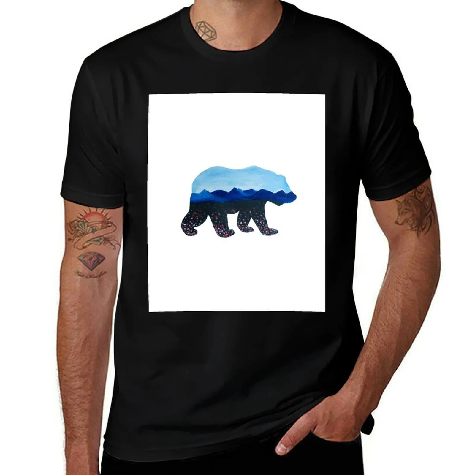 

Bear Silhouette Painting T-Shirt men t shirt cotton 100% funny t shirts man t shirt man cotton T-shirt