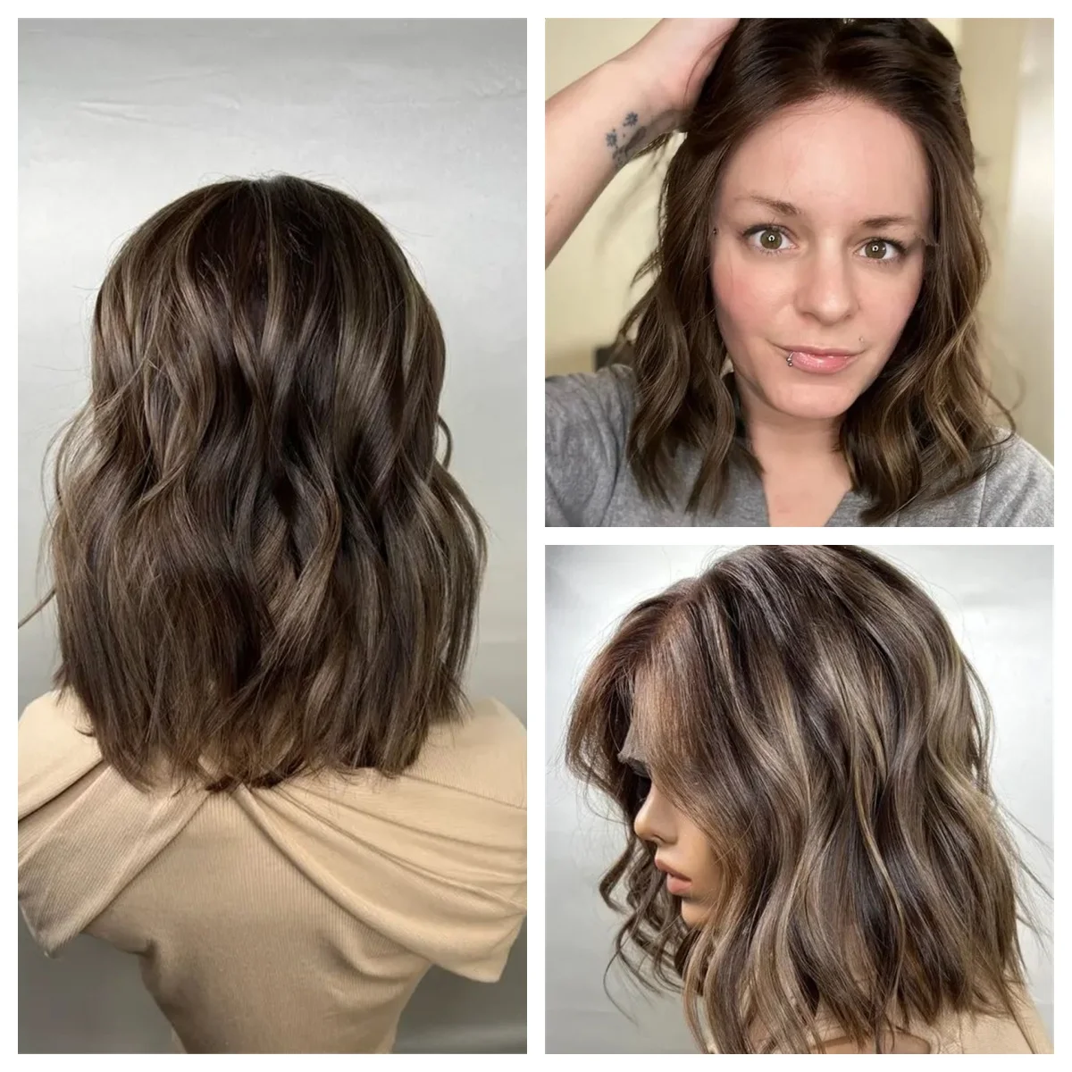 

Короткие Ombre Коричневый Балаяж Медовый Блондин Пряди Мягкие Низкие Светлые Парики Фронта Шнурка Свободные Волны Парик Боб Синтетический Парик Из Премиум Волокна