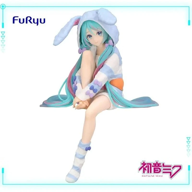 furyu-original-genuine-piapro-characters-vocaloid-hatsune-miku-rabbit-ear-pajamas-blue-ver-14cm-noodle-stopper-model-toy-figures