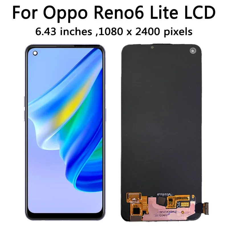 6.43'' Nowy wyświetlacz AMOLED do OPPO Reno6 Lite CPH2365, ekran dotykowy LCD do OPPO Reno 6 Lite 6Lite, kompletny wyświetlacz — zdjęcie produktu 3