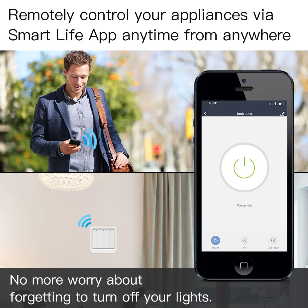 Smart Home Apple Homekit Smart WiFi Push Button Wall Switches 1/2/3Gang LED Room Lights for iphones Works with Siri Voice