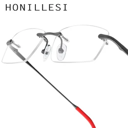 FONEX HONILLESI Titanium Glasses Frame Men Brand Designer Ultralight Rimless Eyeglasses Frameless Anti-Slip Sports Eyewear 7302