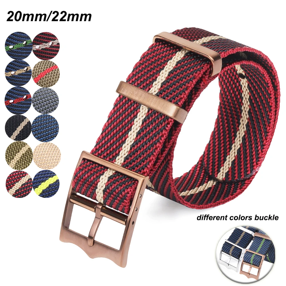 20mm 22mm Nylon Strap Brand Canvas Military Fabric Accessories Sport Belt Gold Buckle Bands Watch Strap for Seiko for Rolex
