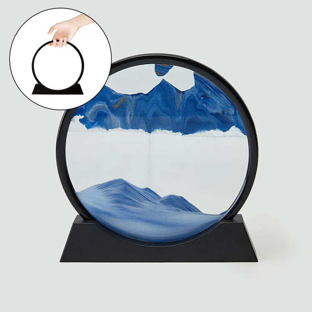 DIY Beweglicher Sandbild-Bilderrahmen aus schwarzem Kunststoff – Zoll-Rund- und Quadrat-Format, fließendes Sand-Set für Kinder, Erwachsene, Bürodekoration