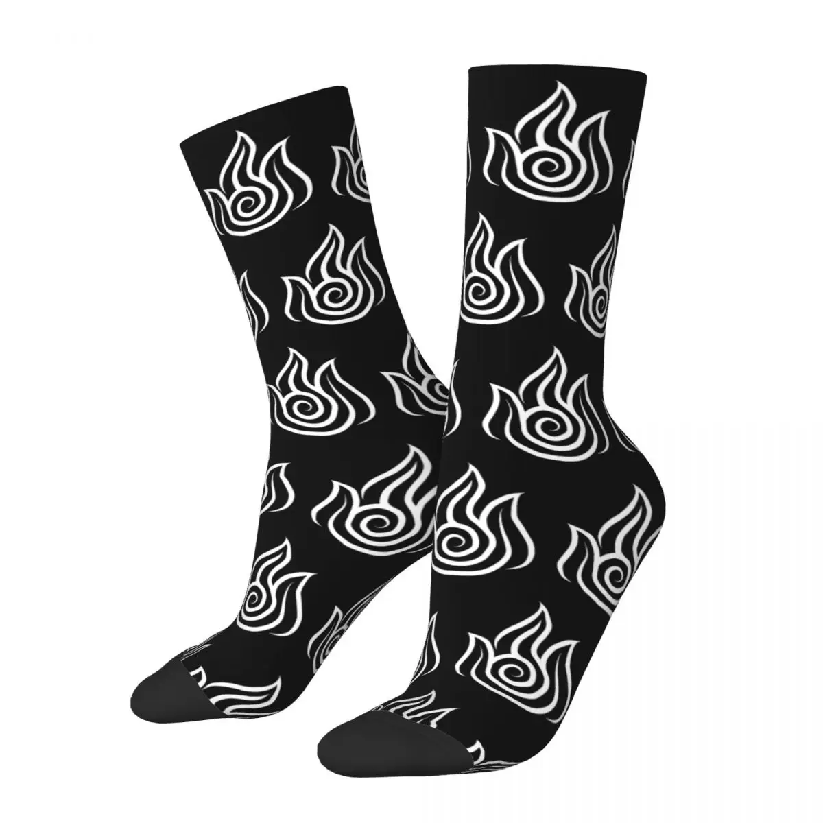 Autumn Winter Harajuku Men's Women's Avatar The Last Airbender Fire Socks Breathable Crew Socks