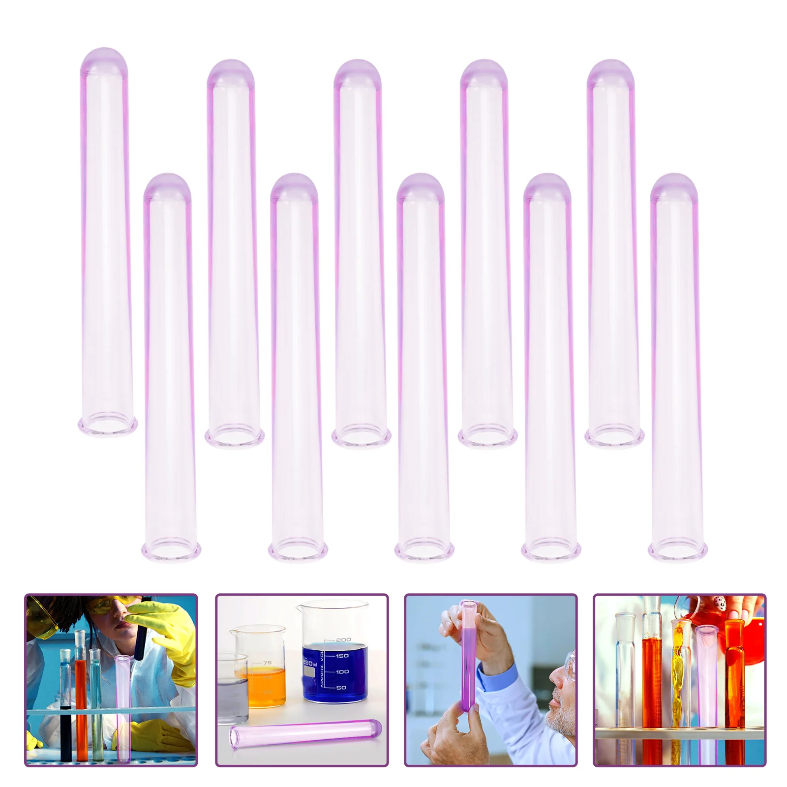 10pcs Test Tube Wine Glass Acrylic Laboratory Science Tube For Household Experiment Multi-Function Sample Testing Accessory