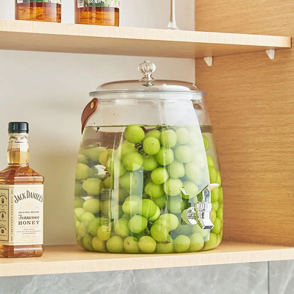 

3/5/9L Large Capacity Summer Cold Water Kettle with Tap Clear Fruit Tea Cold Brewing Kettle Leakproof Refrigerator