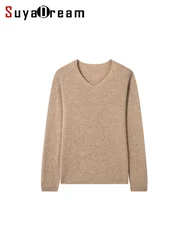 SuyaDream, pullover Basic da donna, 100% Cashmere, scollo a V, maglioni lavorati a maglia per indumenti interi, Top caldo senza cuciture autunno inverno 2024, cammello