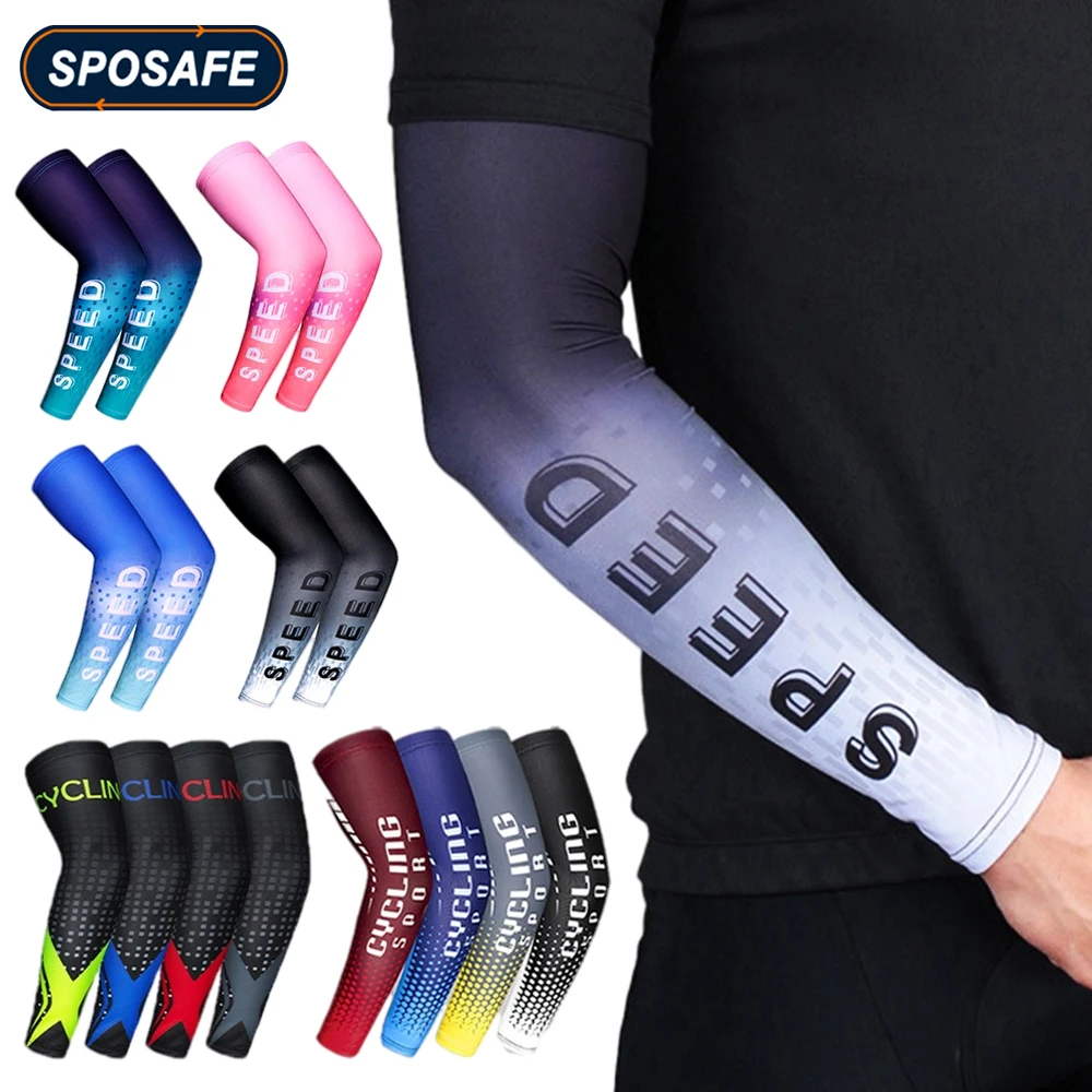 1Pair Ice Silk Cooling Arm Sleeves Anti-UV Sunburn Arm Cover for Running Cycling Driving Hiking Mountaineering Golf Sports