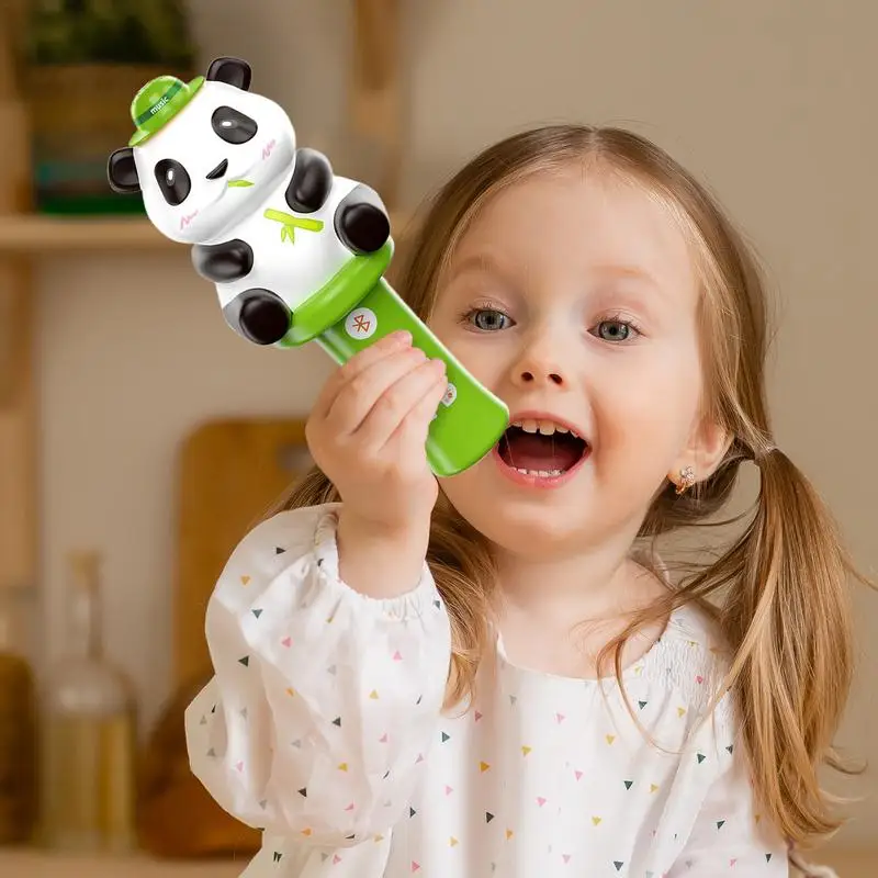 Panda Style Early Learning Toys Panda Style Mic Game Handheld Musical Microphone Toy With 7 Buttons For Kids Children Boys Girls