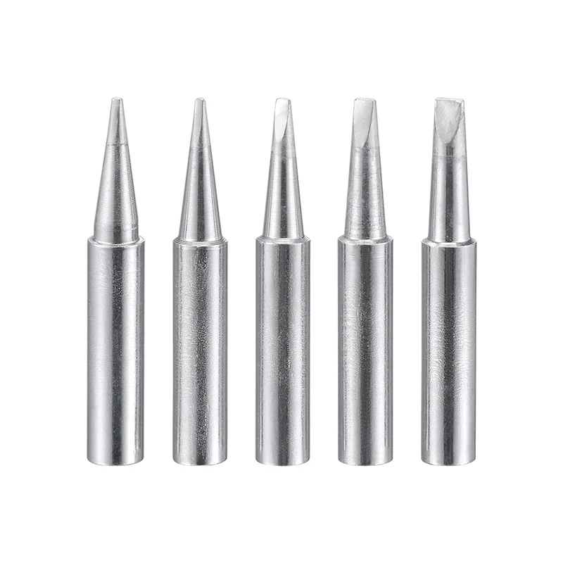 5Pcs Lead-free Soldering Iron Tip Flat 0.8D+1.2D+1.6D+2.4D+3.2D Replacements for Soldering Station Solder Iron Head Repair Tools