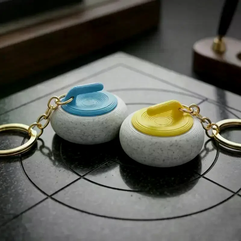 Mini Curling Keychain With Realistic Design And Durable Gold Key Ring Perfect For Curling Fans Souvenir Gift