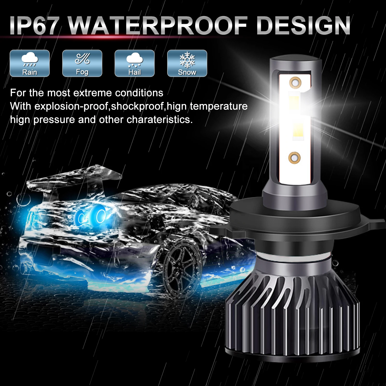 Faro Led de 2 piezas H7, 160000LM, 180W, 3570 Chips H1 H4, bombillas LED, lámparas Turbo 4300K, 6000K, 8000K, 80000LM, 110W, H8, H9, H11, luces