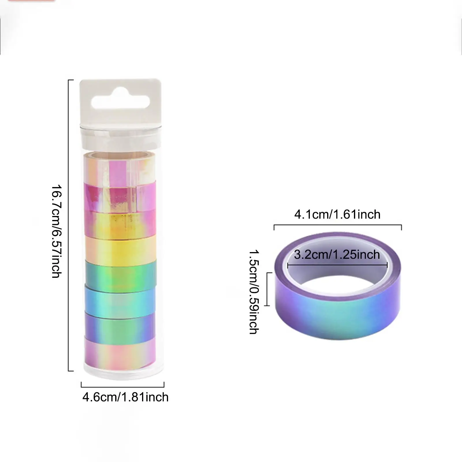 8 Stuks Gekleurde Tape 1.5Cm X 5M Holografische Tape Valentijn Kaarten Handwerk Levert Planner Decoratieve Ambachtelijke Tape Vakantie Washi Tape Set