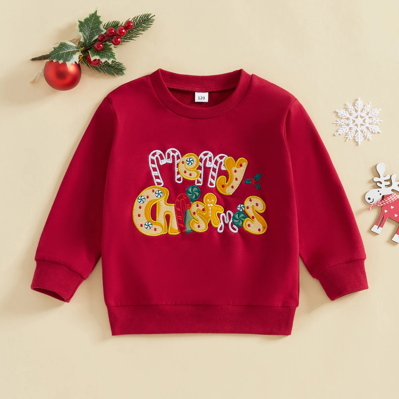 

BeQeuewll Christmas Boys Girls Sweatshirts Fall Casual Infant Clothes Fashion Long Sleeve Letter Embroidery Toddler Pullover