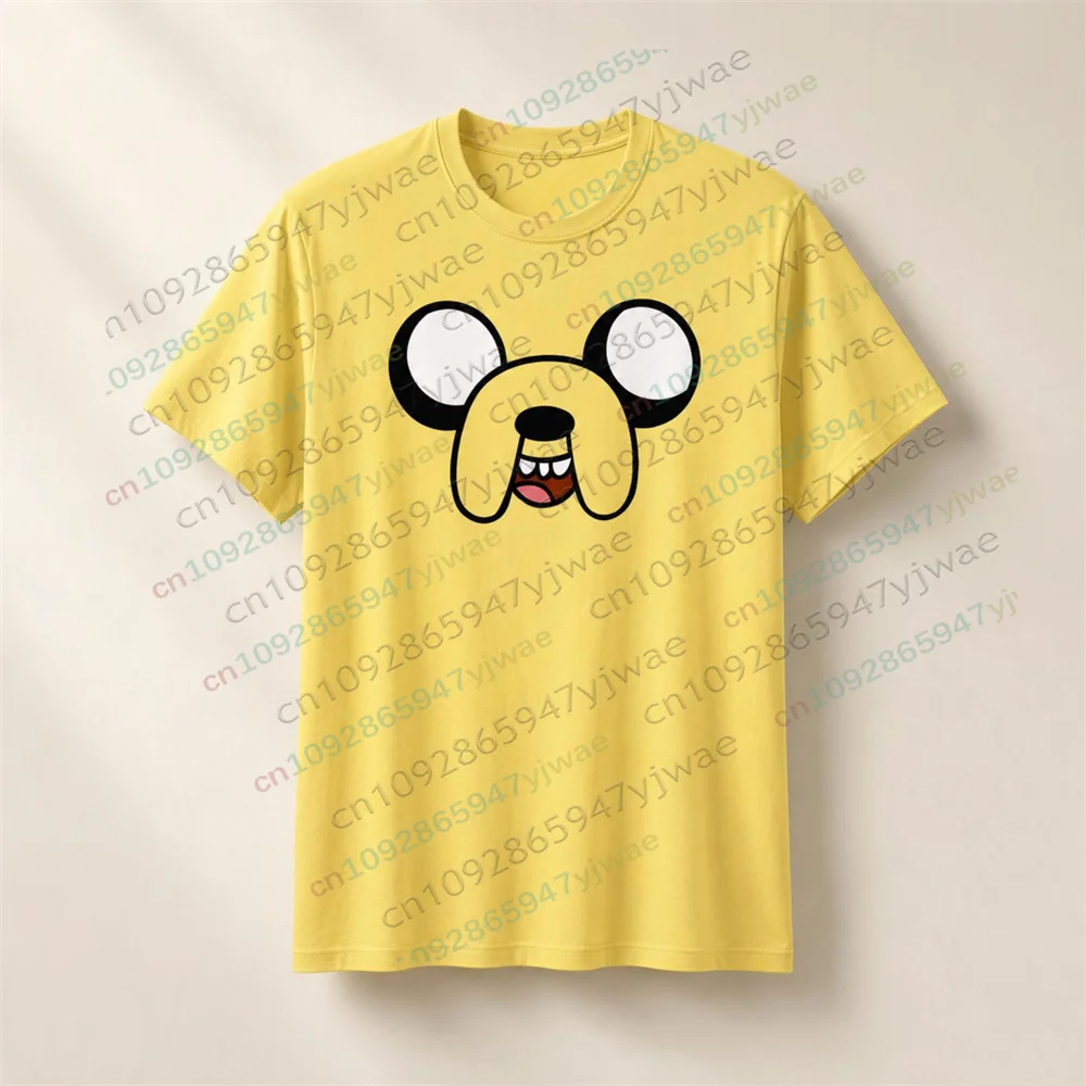 Jake Face T-Shirt, gelbes T-Shirt mit Cartoon-Hund-Motiv, süßes T-Shirt im Abenteuerstil, hochwertiges Oberteil, Sommer-T-Shirts für Damen und Herren. – Detail 5