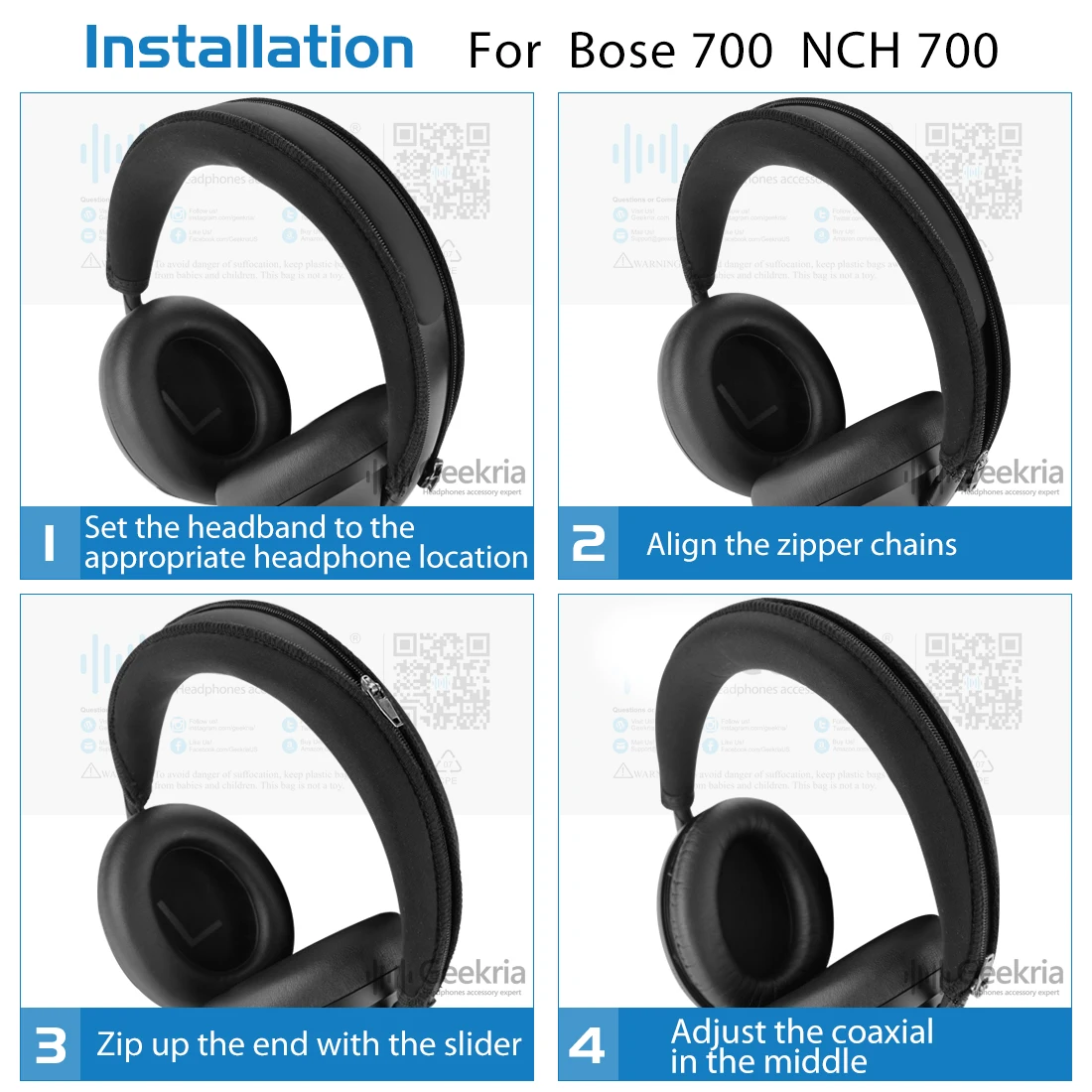 Geekria-funda de diadema de tela flexible, Compatible con Bose 700 UC, 700, NCH 700, NC 700, auriculares con cancelación de ruido