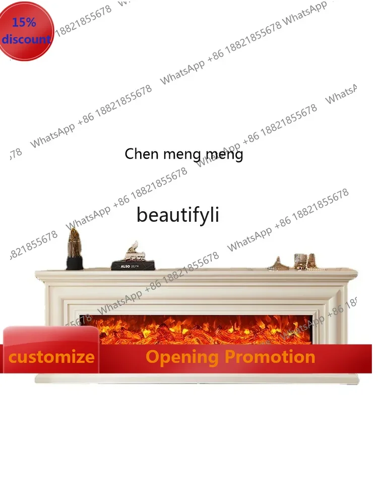 

S7486 ss French Simulation Flame Electronic Fireplace Solid Wood Curio Cabinet Home Heating TV Cabinet Living Room Furniture