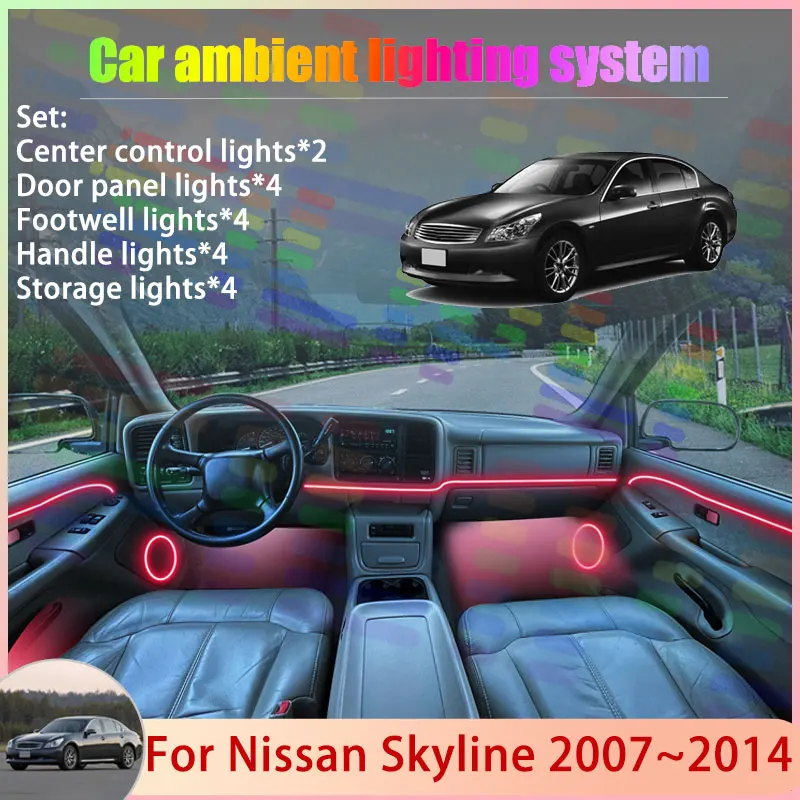 

For Nissan Skyline 2007~2014 G35 G37 G40 G60 V36 2/18 in 1 Car Atmosphere Light Lamp RGB Shade Ensemble Streamer Atmosphere Set