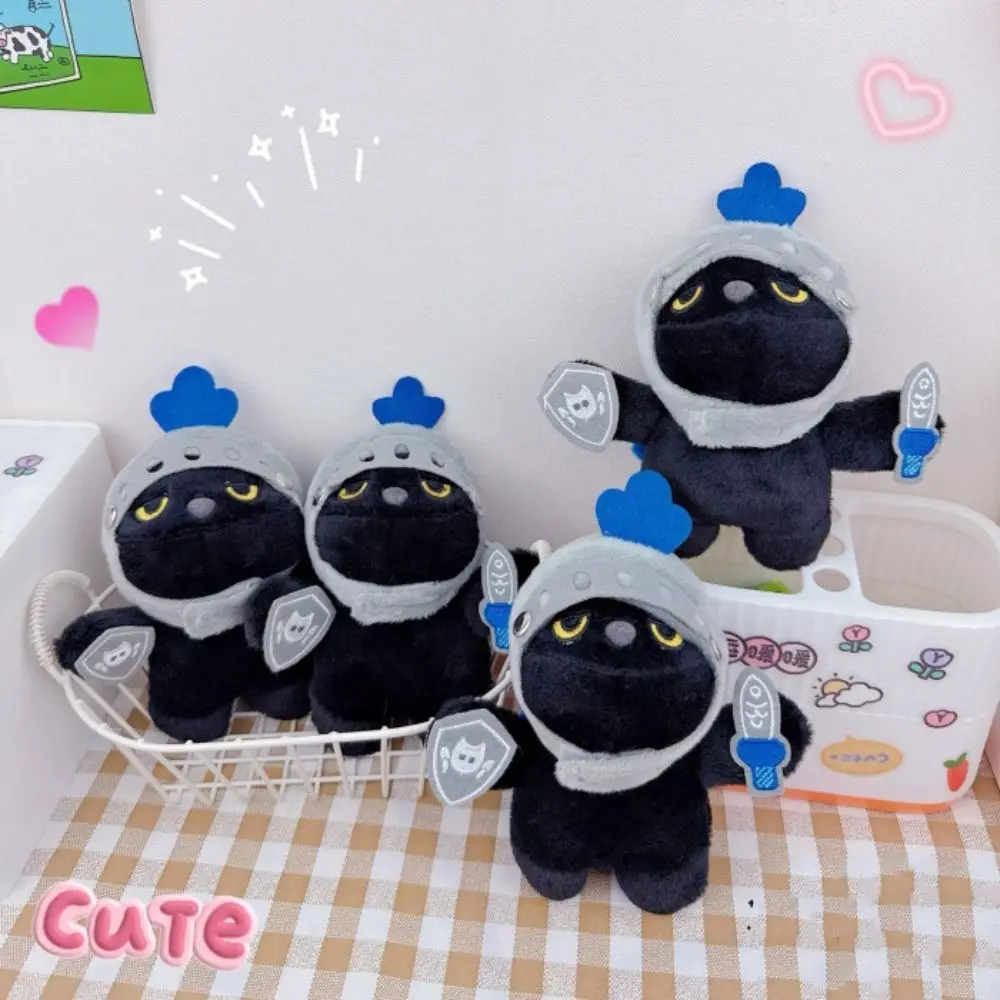 Creative Stuffed Plush Dolls Knight Cat Plush Doll Pendant Anime Charms Cat Plush Toy Soft Bag Pendant Black Cat Key Chain Toys