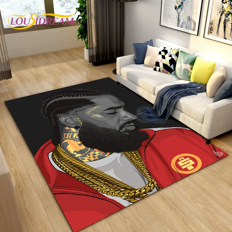 Legend Star Hip Hop Art Rapper Area Rug Large,Carpet Rug for Living Room Bedroom Sofa Doormat Decoration,Kids Non-slip Floor Mat