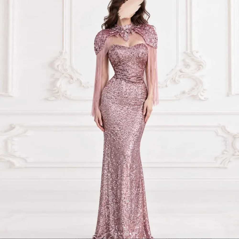 Mermaid-style party dress—fashionable sequined long evening gown/prom dress (customization available)