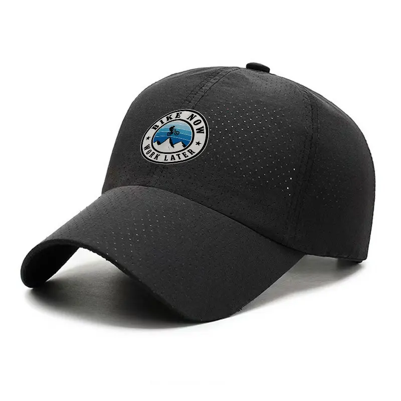 Bike Now Work Later Quick Dry Baseball Cap Outdoor Sports Adjustable Hat