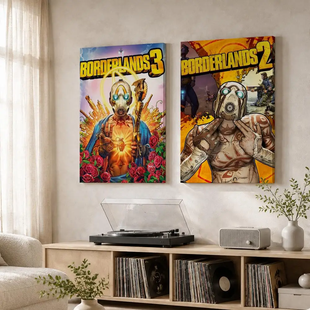 Game B-BORDERLANDS Framed Wall Painting Wood Canvas Poster For Living Room Bedroom Hallway Office Home Decor Gift