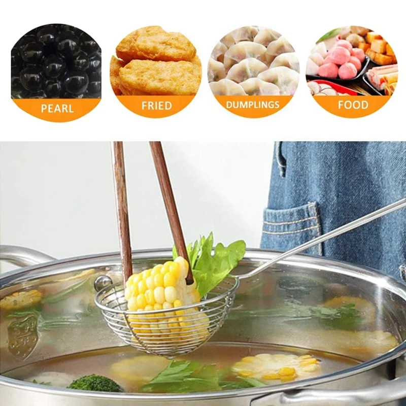 Stainless Steel Colander Sieve,Wire Skimmer Spoon With Handle For Hot Pot Eating Soup Draining And Pearl Food(9 Pieces)