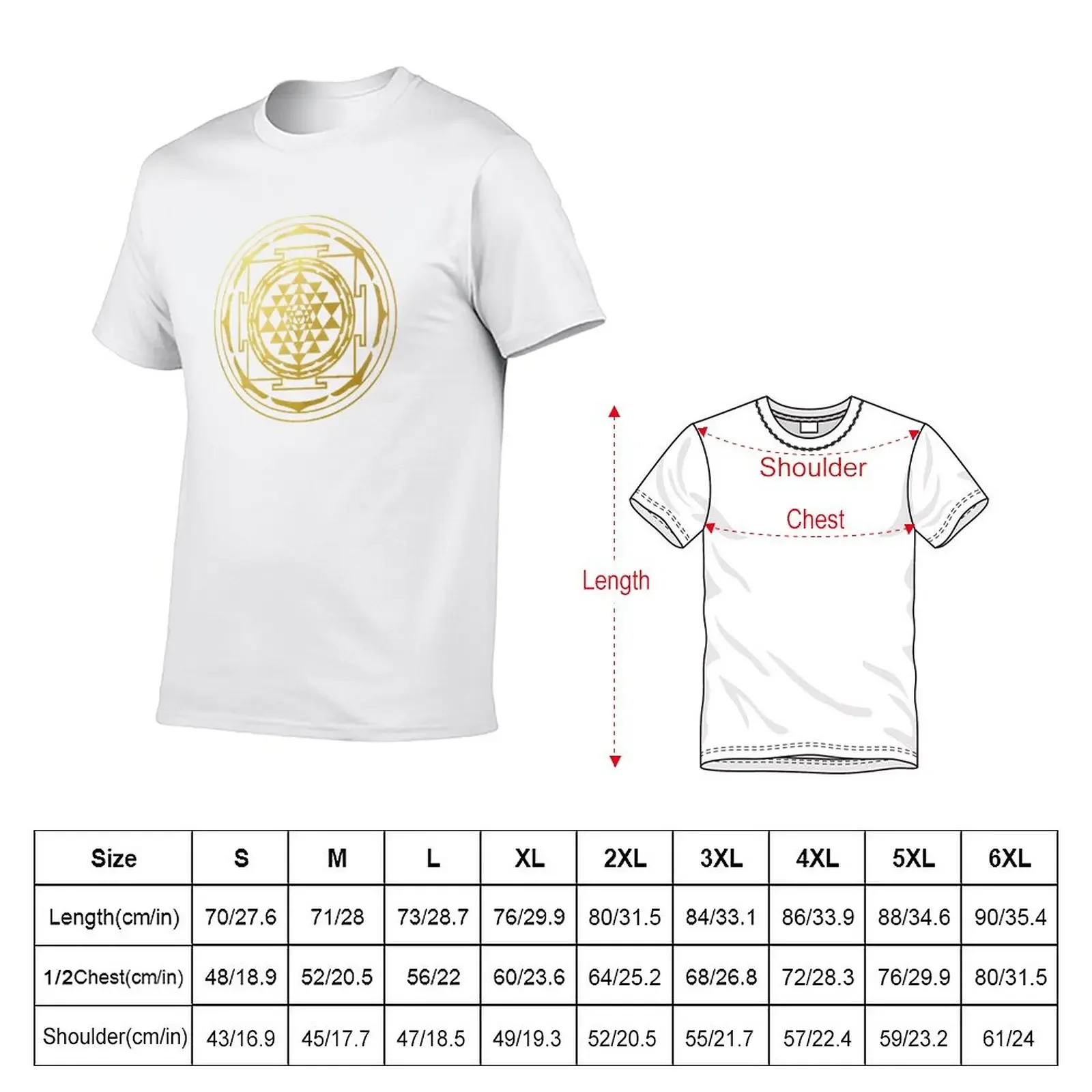 Sri Yantra sacred geometry mandala healing protection amulet T-Shirt tops Aesthetic clothing customs Men's clothing