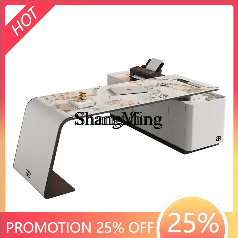 

Изысканный угловой письменный стол ZYY из каменной плиты, высококачественный современный минималистичный офисный стол для учебы, большой рабочий стол