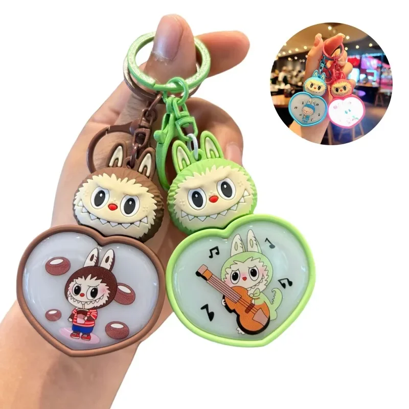 Labubu Figure Anime Character Cartoon Cute Love Night Light Keychain Creative Kawaii Bag Pendant Accessories Toy Gift Wholesale