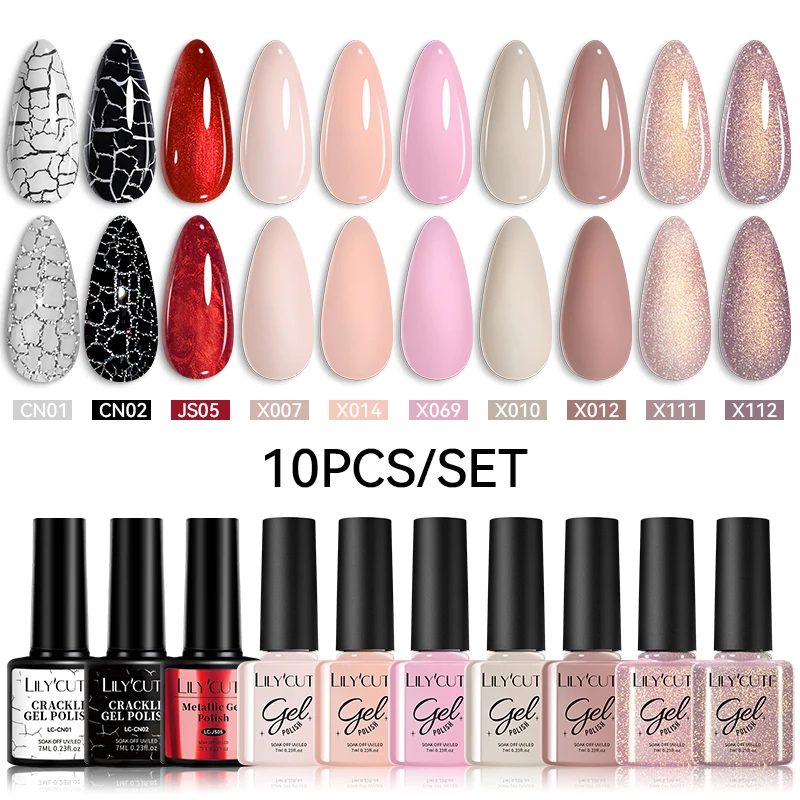 LILYCUTE 20/10 Uds. Juego de esmaltes de uñas en Gel de Color macarrón, barnizes de Gel UV semipermanentes con brillo, efecto cromado metálico para decoración de uñas